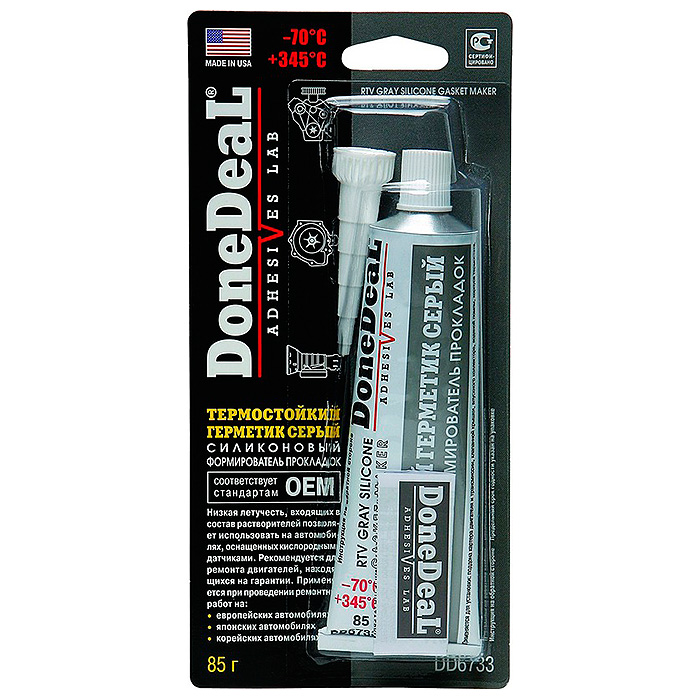 Термостойкий герметик DoneDeal  DD6733  серый (США) 85гр.(12)