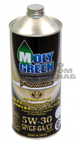 Масло моторное MOLYGREEN Premium SAE 5W-30 SP/GF-6A/CF (Япония) 1л