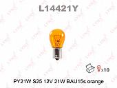 Автолампа PY21W 12V BAU15S ORANGE "Lynx" L14421Y (Япония)