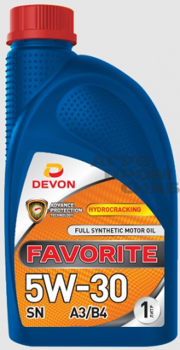 Масло Devon МОТОРНОЕ FAVORITE 5w-30 SN, A3/B4 (синт.) 1л.